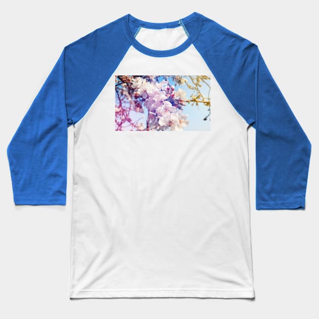 Cherry flowers Baseball T-Shirt by psychoshadow